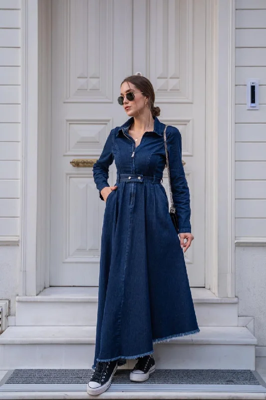 Denim Dress 1564 Distressed Denim Skirt