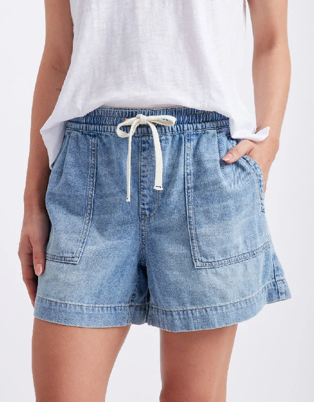 Coco Denim Short - Mid Wash Short Denim Skirt