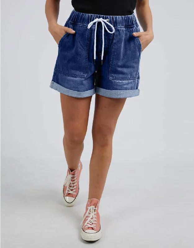 Emma Relaxed Denim Short - Dark Blue Wash Simple Denim Skirt