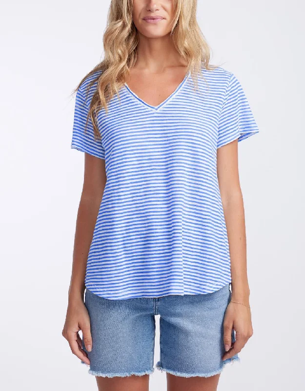 Sorbet Stripe Vee Neck Tee - Gelati Denim Printed Denim Skirt