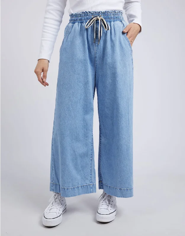 Greta Wide Leg Pant - Mid Blue Denim Skater Denim Skirt