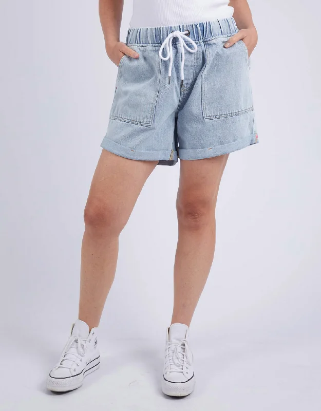 Emma Relaxed Denim Short - Light Blue Wash Denim Skirt Casual