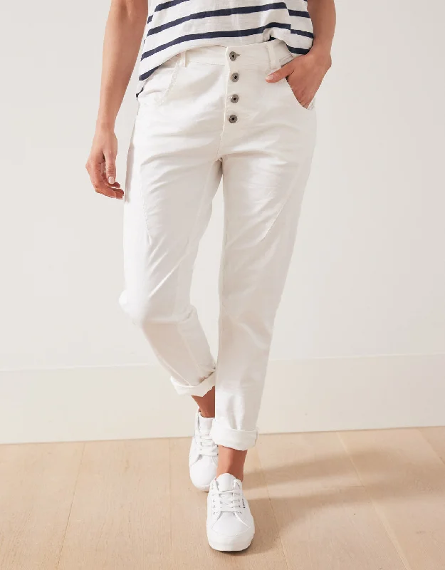 Signature Jersey Denim Pants - White Button-up Denim Skirt