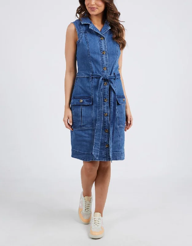 Daisy Denim Dress - Blue Wash Vintage Denim Skirt