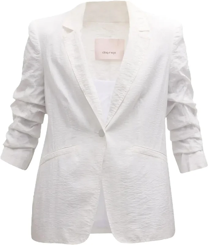 Cinq a Sept Women's Khloe Tumbled Woven Blazer, White Casual Blazer Outfit