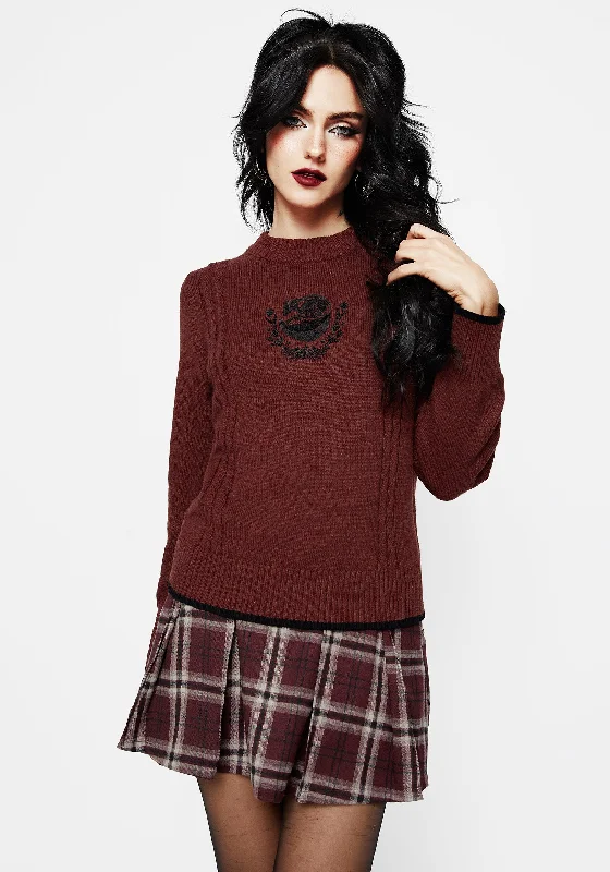 Foxfire Embroidered Cable Knit Jumper Pullover with Pattern