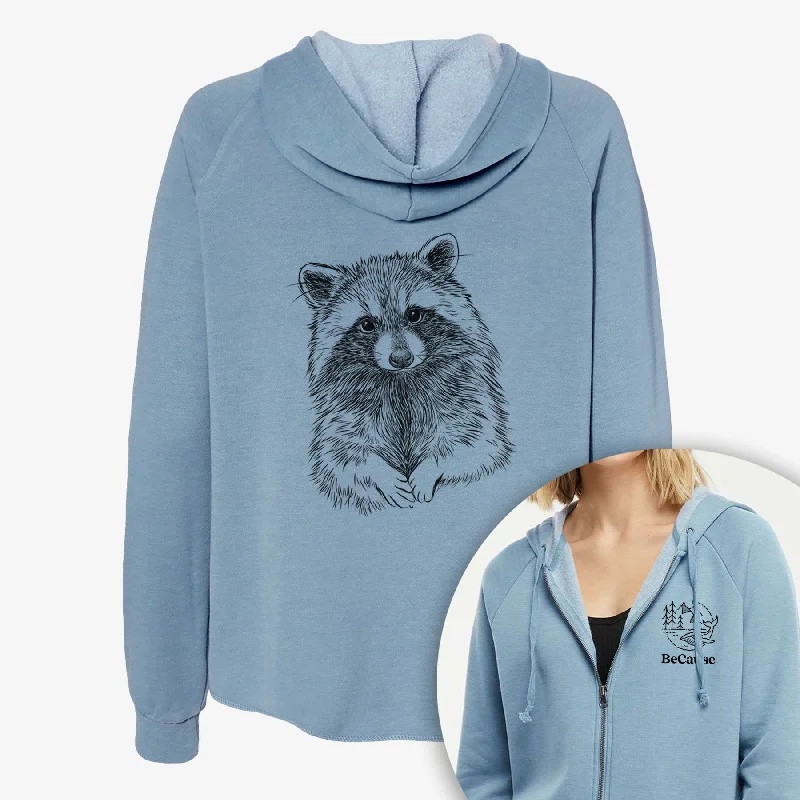 Raccoon - Procyon lotor - Women's Cali Wave Zip-Up Sweatshirt Graphic Sweatshirts Collection