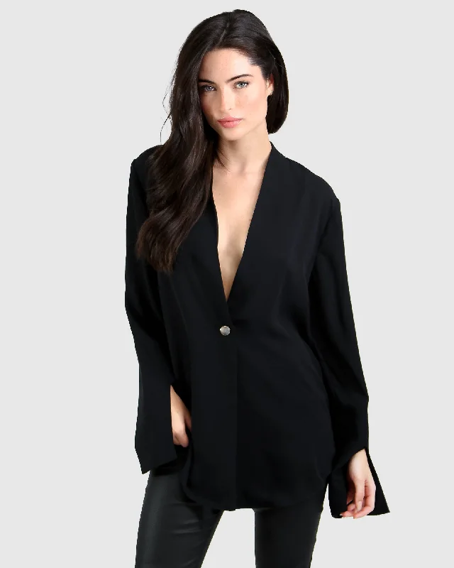 Sheer Genius Lightweight Blazer - Black Double Button Blazer