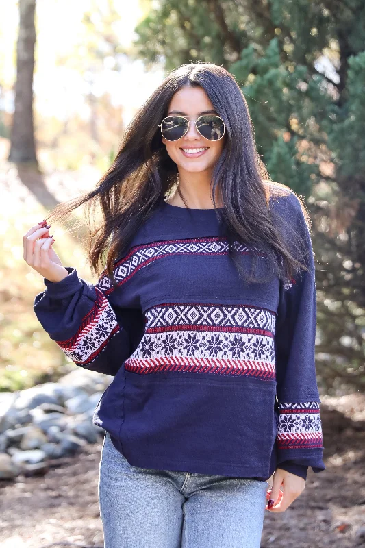 Snowy Snuggles Navy Fair Isle Pullover - DOORBUSTER Hoodie Sweatshirt Set