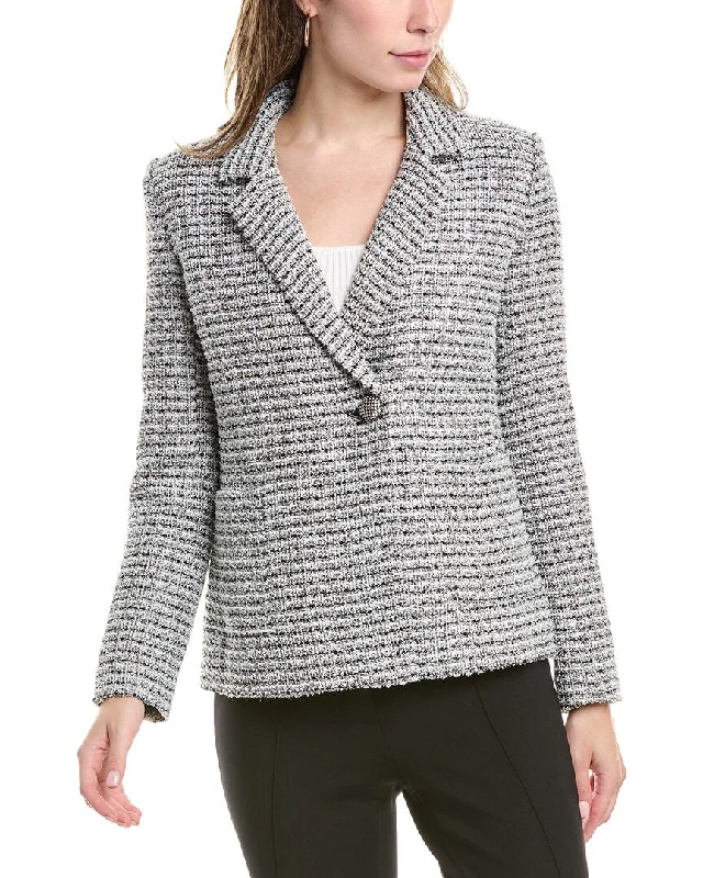 St. John Metallic Tweed Jacket Slim Fit Blazer