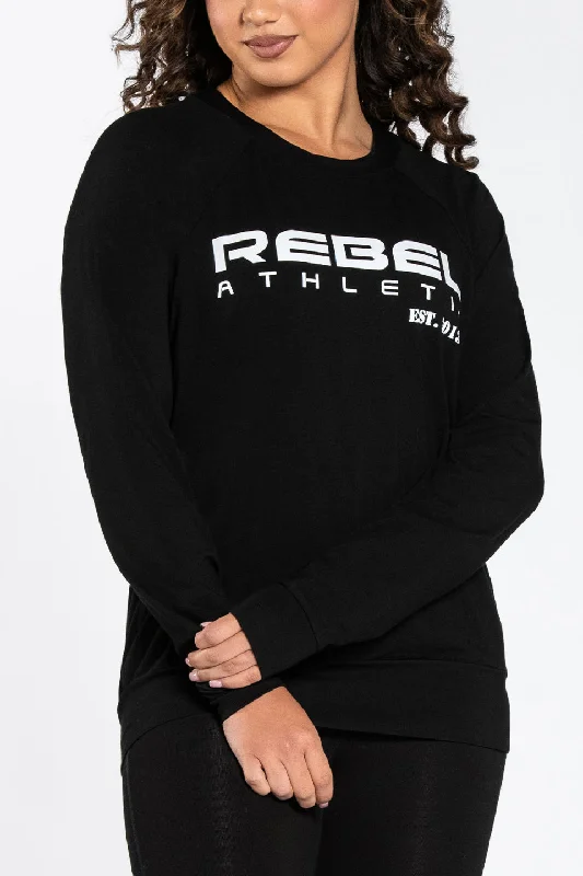 Rebel Athletic Long Sleeve Shirt in Black Cozy Winter Pullover