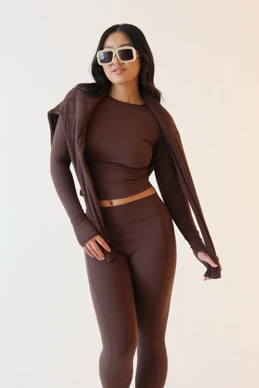 Venus Long Sleeve Top - Dark Chocolate Street Style Hoodies