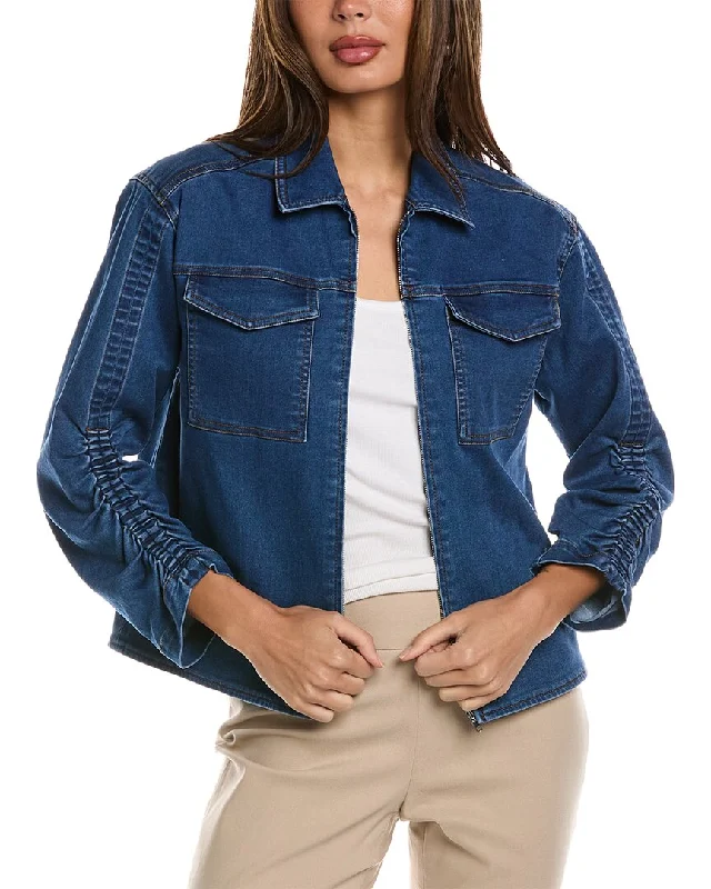 Jones New York Shirred Sleeve Denim Jacket Stylish Women’s Blazer