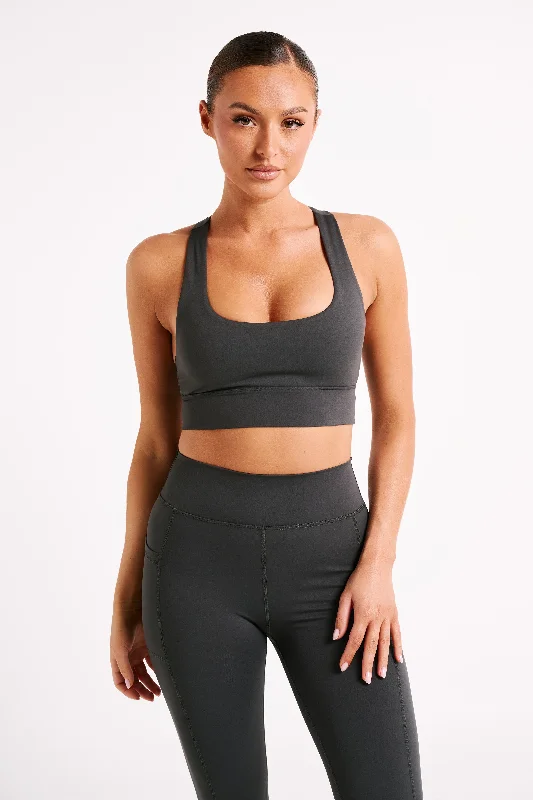 Thea Racerback Crop Top - Charcoal Hoodies & Sweatshirts Combo