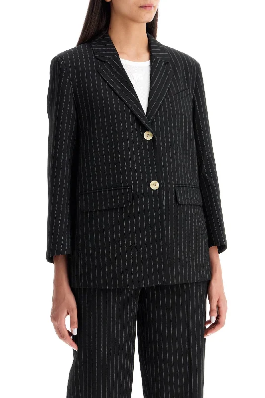 Ganni Striped Boxy Blazer Oversized Blazer Look