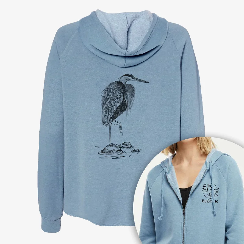 Ardea herodias - Great Blue Heron - Women's Cali Wave Zip-Up Sweatshirt Trendy Sweatshirt Hoodie