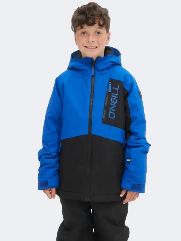 ONeill Jacksaw Boys Skiing Jacket Surf The Web Blue Best women's jackets for winter