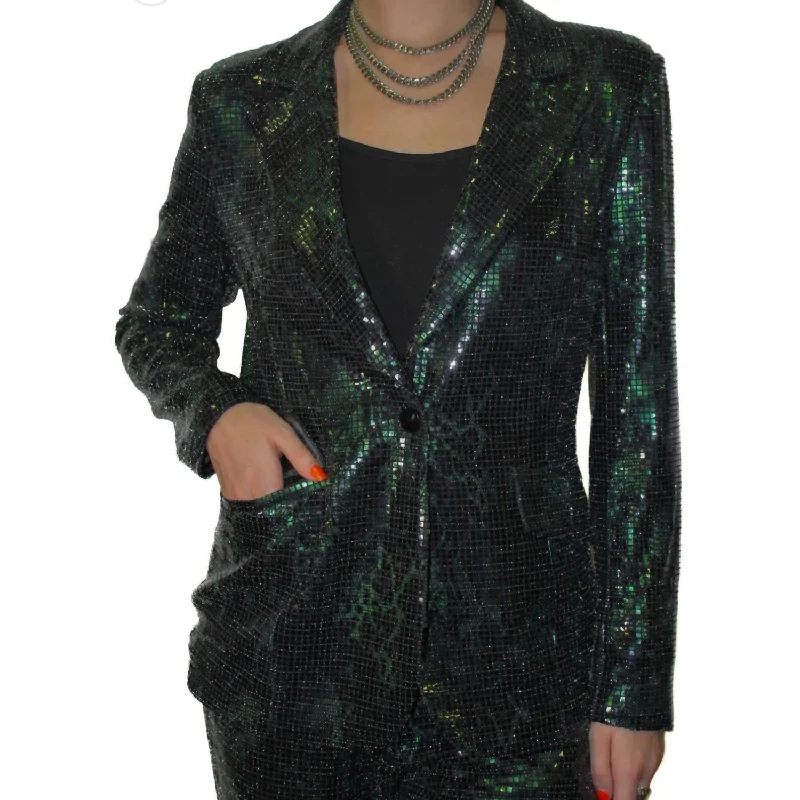 Emerald Glamour Blazer In Emerald Green Relaxed Fit Blazer