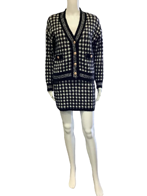 Aqua 2 Pc. Skirt and Cardigan Sweater Print Cropped w/Tags