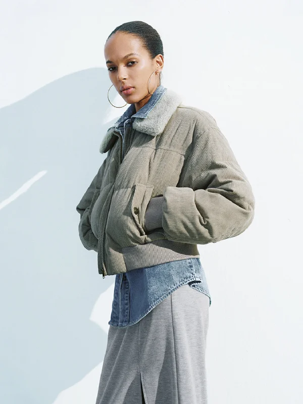 Loose Padded Cropped Down Outerwear