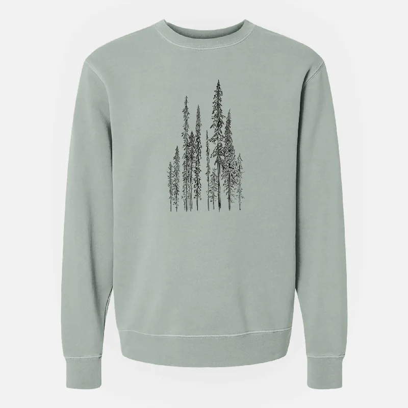 Black Spruce (Picea mariana) - Unisex Pigment Dyed Crew Sweatshirt Colorblock Hoodie Sweatshirt