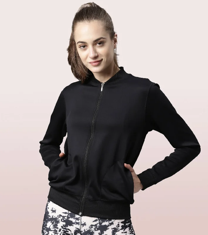 Bomber Jacket|Dry Fit Scuba Jacket With Zipper Pockets Women's elegant jackets