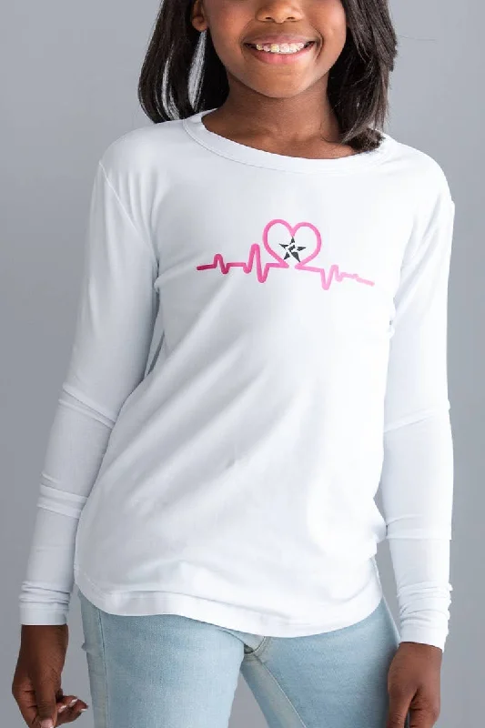 Rebel Against Bullying Heartbeat Long Sleeve Tee Elegant Pullover Design