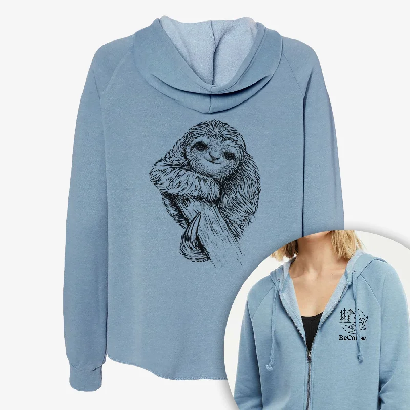 Pygmy Three-toed Sloth - Bradypus pygmaeus - Women's Cali Wave Zip-Up Sweatshirt Graphic Hoodie Sweatshirt