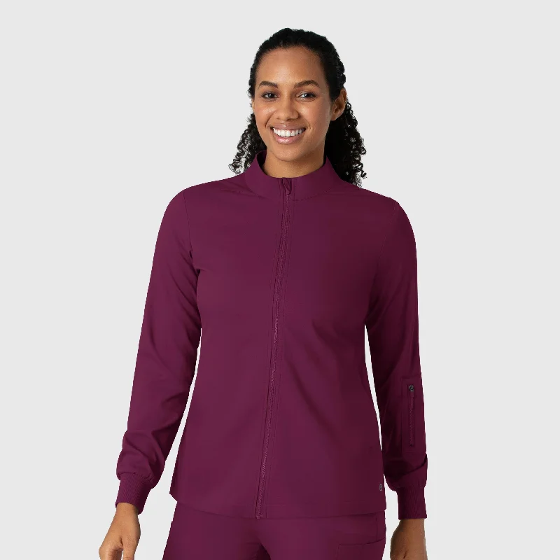 Boundless Women's Warm Up Scrub Jacket - Wine