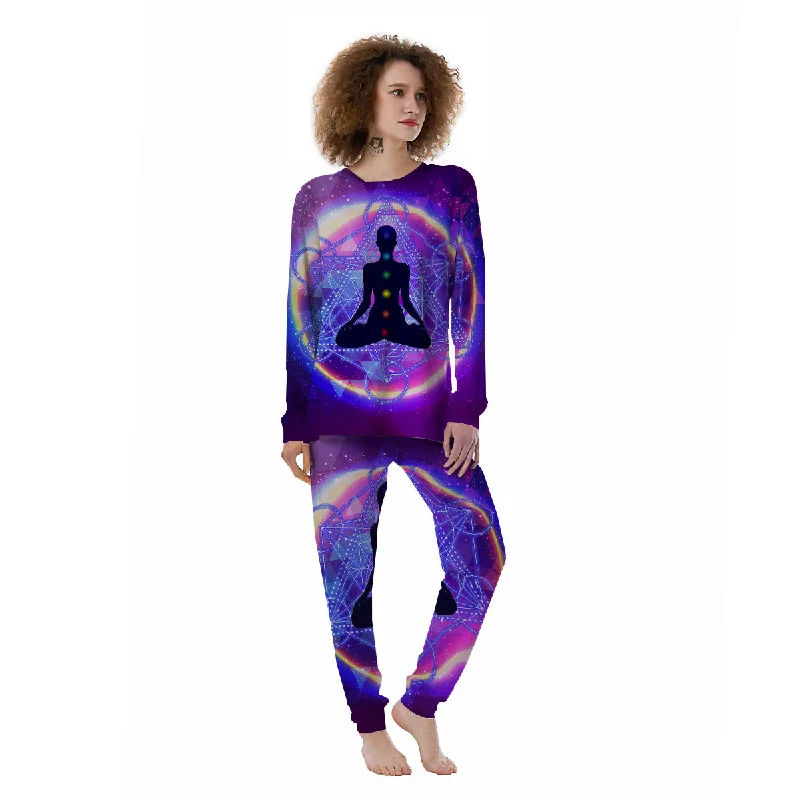 Aura Chakras Colorful Print Women's Pajamas Funny graphic pajama sets