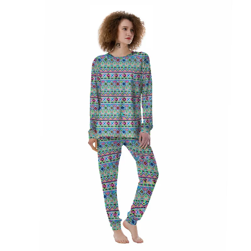 Aztec Colorful Print Pattern Women's Pajamas Affordable pajama sets