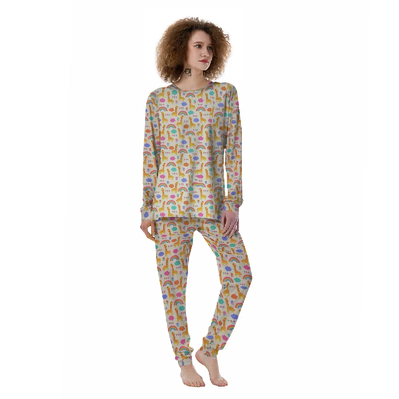 Baby Giraffe Cute Print Pattern Women's Pajamas Button-up pajama sets