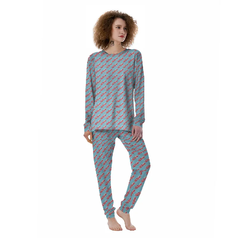 Bacon Blue Print Pattern Women's Pajamas Cute pajama sets