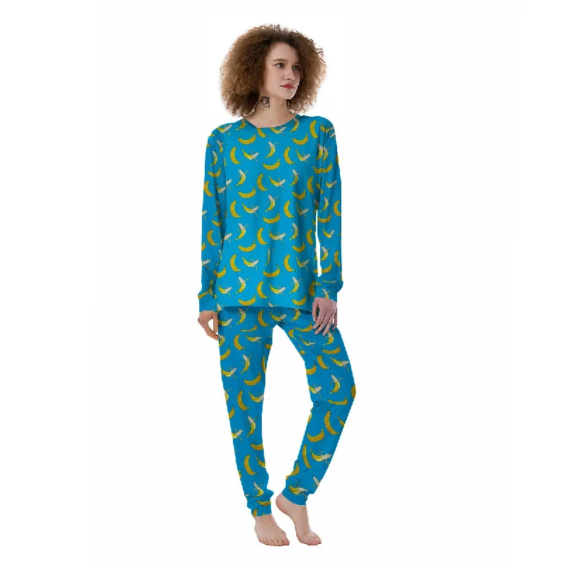 Banana Blue Print Pattern Women's Pajamas Spring pajama sets