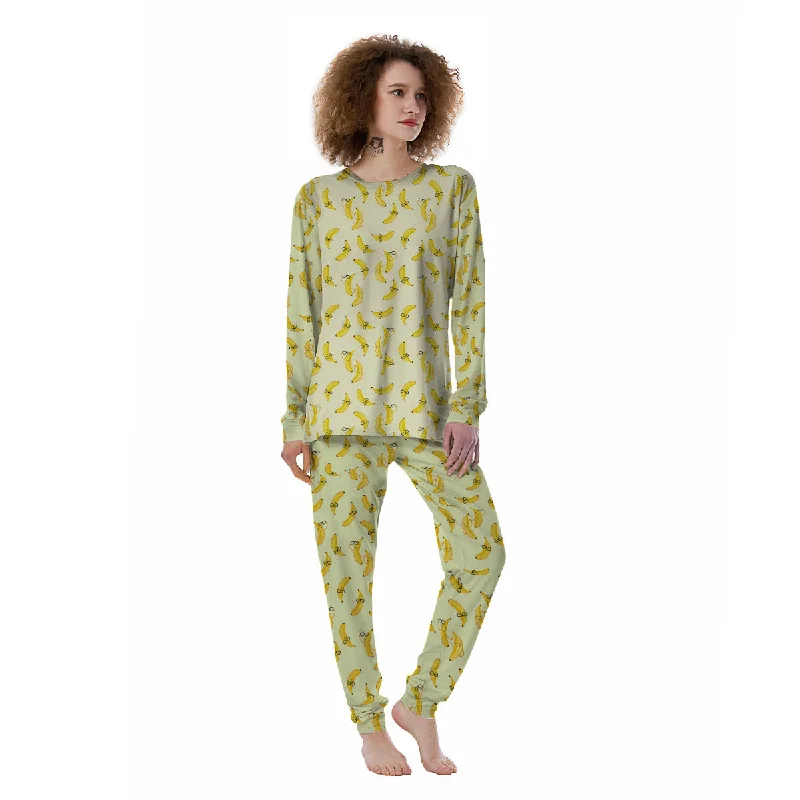 Banana Cute Print Pattern Women's Pajamas Fleece pajama sets