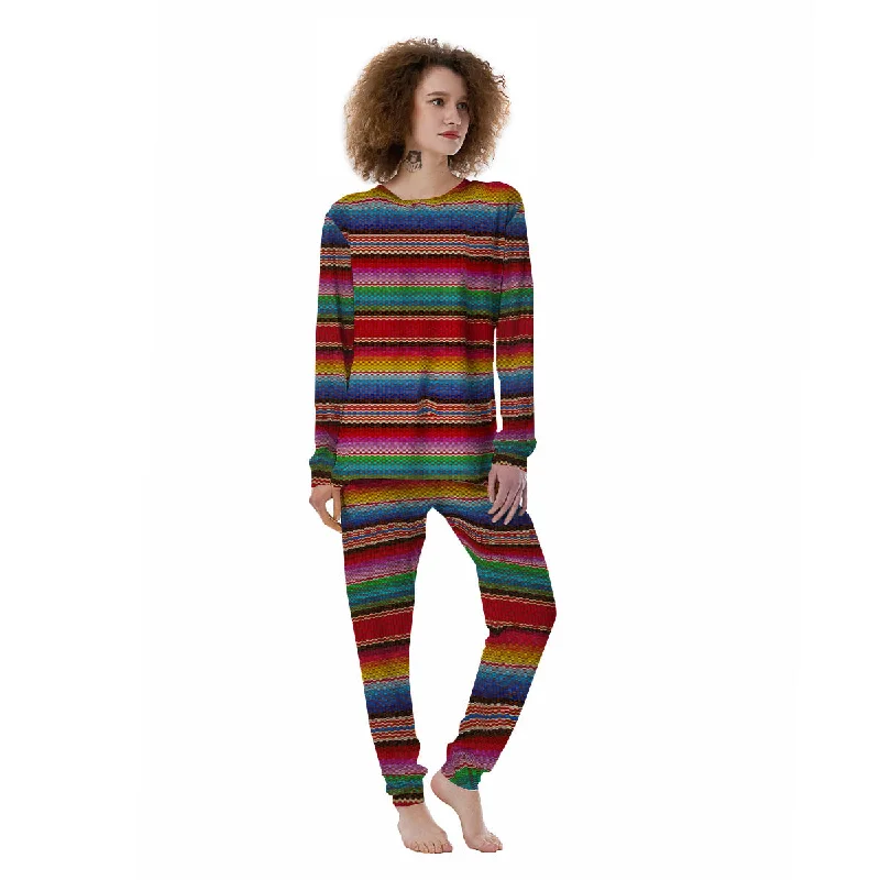 Blanket Mexican Colorful Print Pattern Women's Pajamas Thermal pajama sets