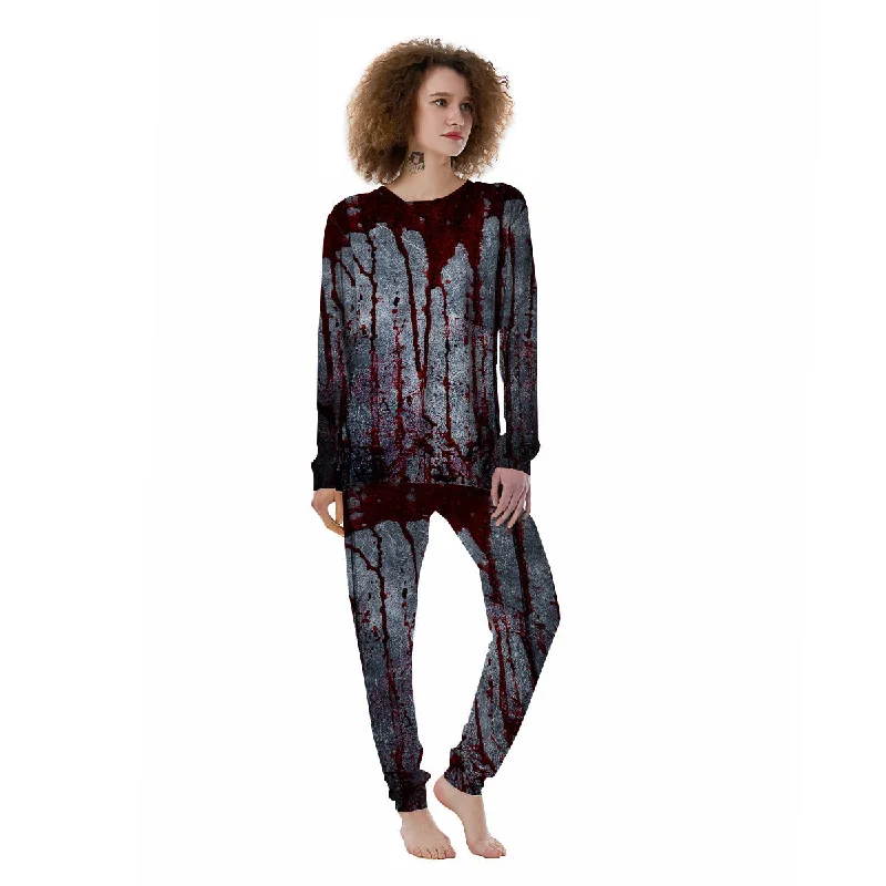 Bloody Metal Wall Print Women's Pajamas Satin pajama sets