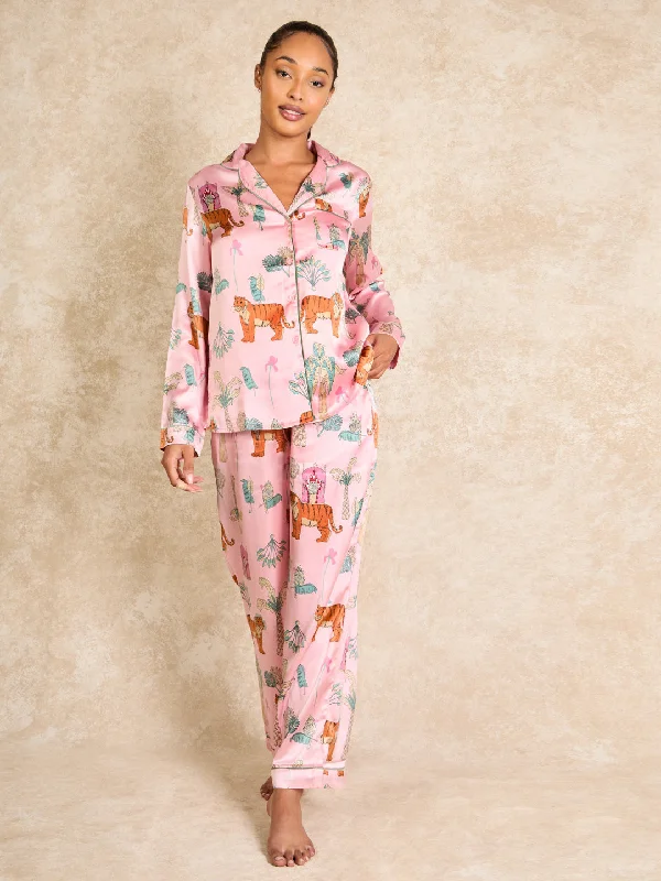 Womens Satin Traditional Pyjamas Monkey Business Thermal pajama sets