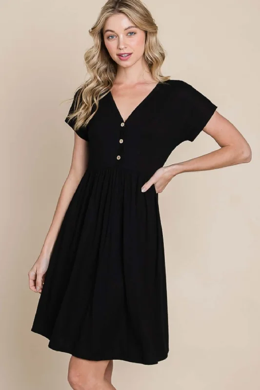 V-Neck Short Sleeve Dress Winter mini dresses