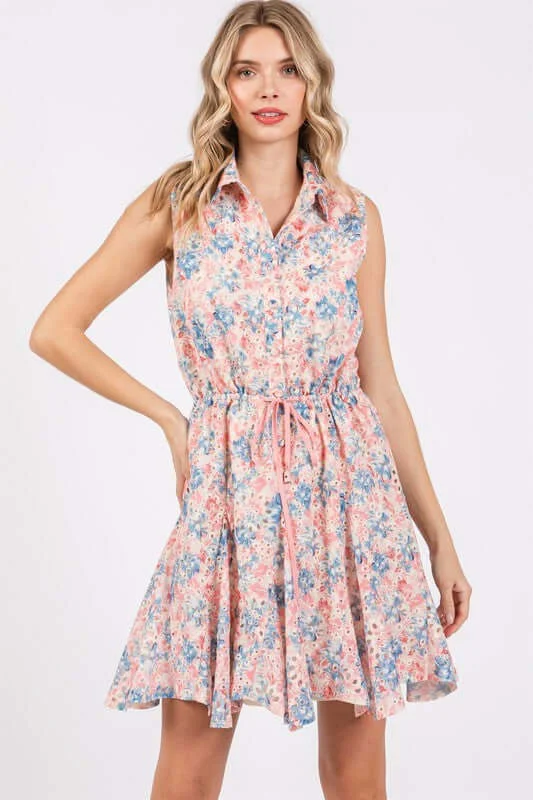 Floral Eyelet Mini Dress Strapless mini dresses