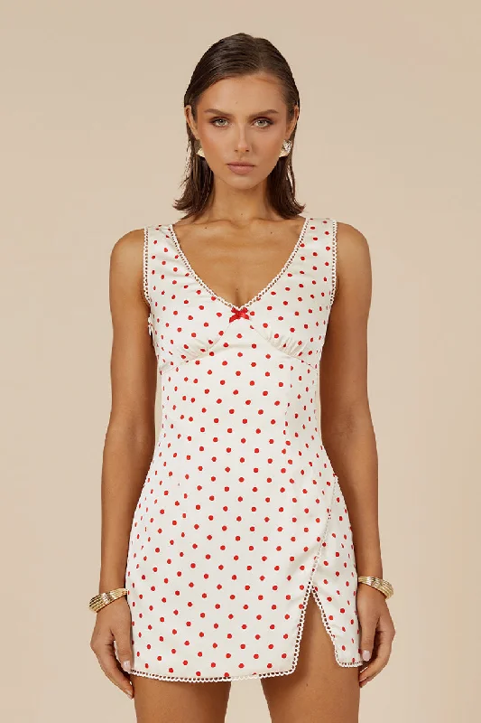 TERESA MINI DRESS - WHITE DOT Bodycon mini dresses