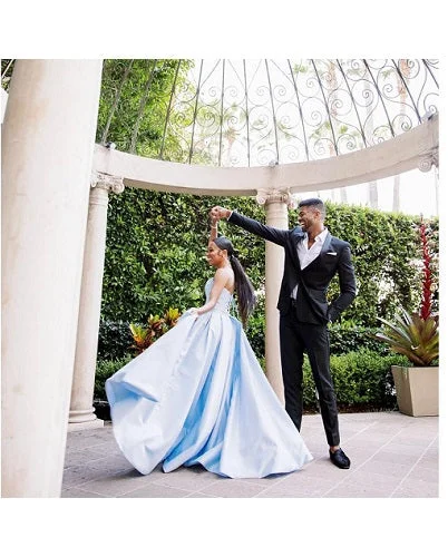 G1076, Greyish Blue satin slit cut gown , Size(ALL)pp Tiered Wedding Dress