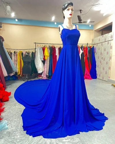 G324, Royal Blue Tube Top Slit Cut Prewedding Long Trail Gown, Size (All)pp Timeless Wedding Dress