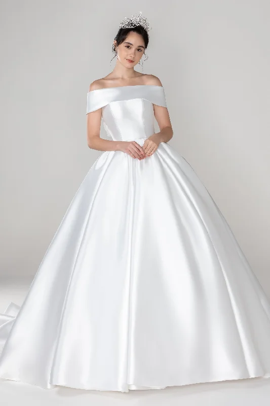 Princess Court Train Mikado Wedding Dress CW2520 Wedding Gown Set