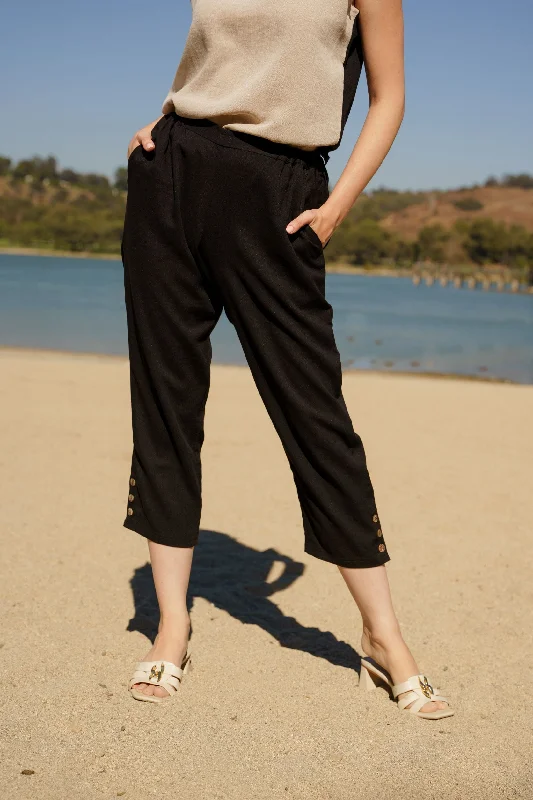 AAPT15 - Crop Linen Pant with Button Details Boho unclassified skirts