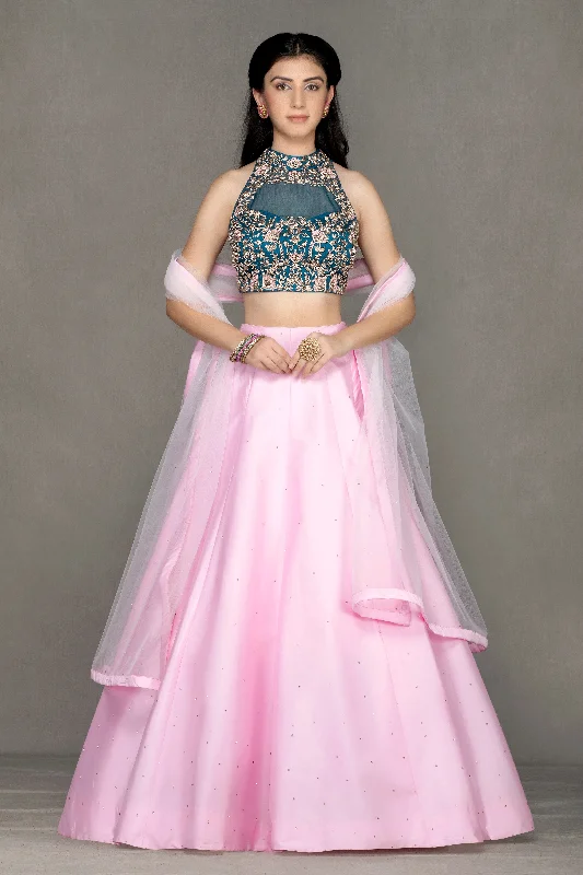 Turquoise embroidered top & pink skirt Wedding guest unclassified skirts