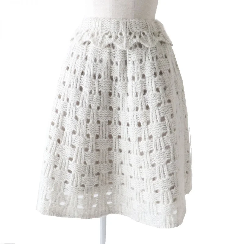 Chanel Alpaca Blend Knit Flare Skirt Light Grey Date night unclassified skirts