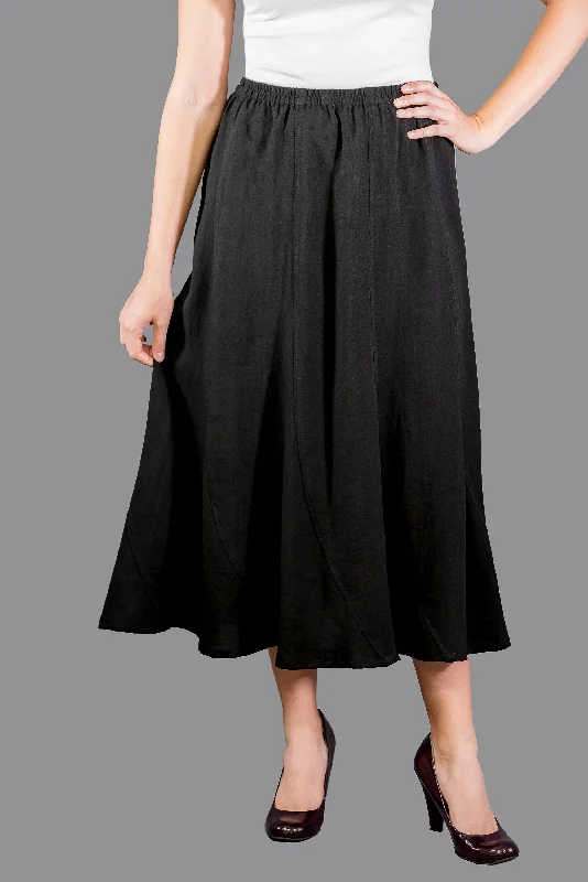 AASK11 - Curved Panels Linen Skirt Chiffon unclassified skirts