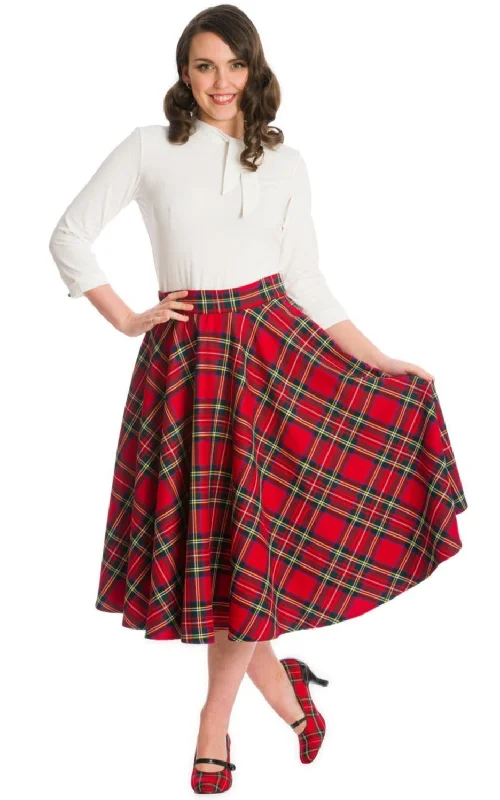 Holiday Party Plaid Swing Skirt in Red High-low unclassified skirts