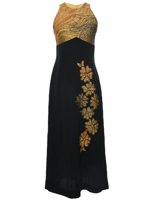 1970s  Lurex Thread Pattern Maxi Dress - S Must-have maxi dresses for this season